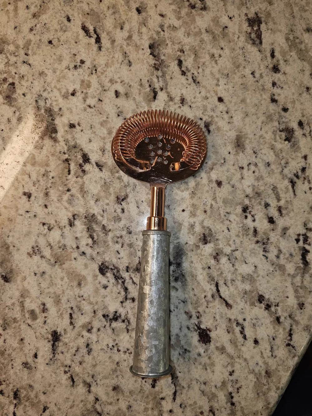Copper Spring Hawthorne Cocktail Strainer with Galvanized Handle